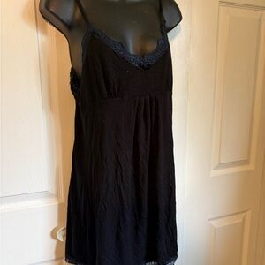 La Vie En Rose Black Lace-Trim Chemise Slip